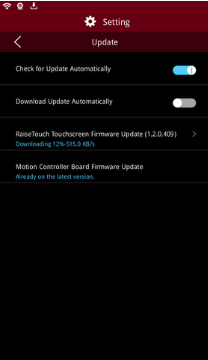 Setting > Machine > Update” width=”208″ height=”360″ /></p>
<p>After “Download Update Automatically” has been enabled, a new window will appear with the update information. Select “Install” to install, or “Close” to exit the installation and update at a later time.</p>
<p><img loading=