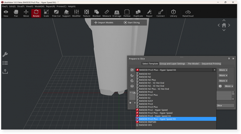 ideaMaker: easy operation with slicing templates
